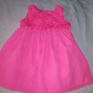 New neon pink rose flower dress Carter's 6 mth